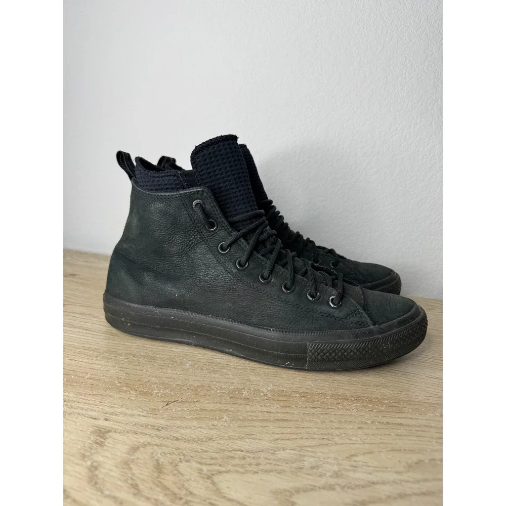 Converse Chuck Taylor All Star Black Leather Lunarlon High Top Mens 11.5 162409C - Picture 7 of 11